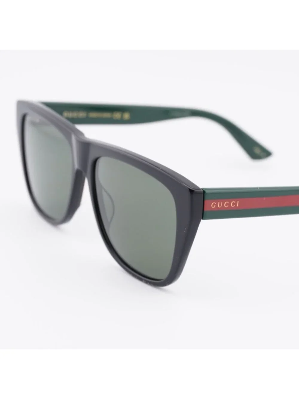 Gucci GG0926S 006 Sunglasses Black Square Frame, Green Polarized Lenses